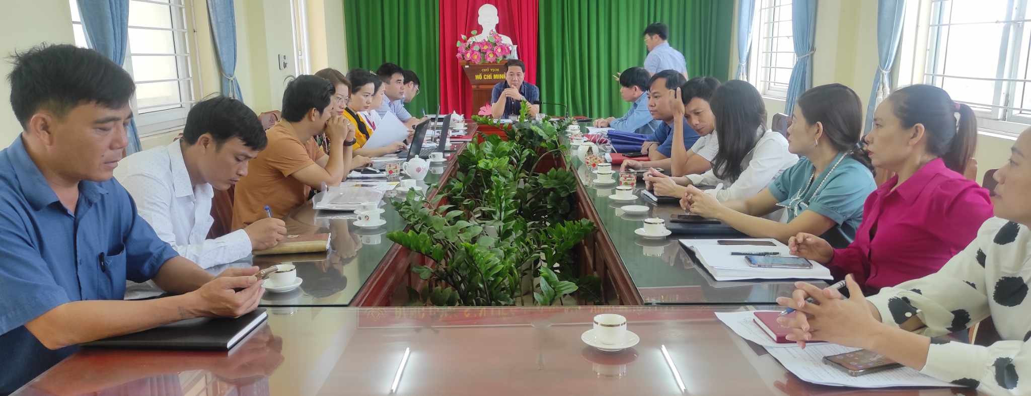 Ban chỉ đạo chuyển đổi số xã tiếp đoàn kiểm tra chuyển đổi số huyện Quảng Xương năm 2023